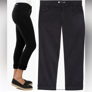 Kut from the Kloth Amy Straight Leg Crop Jeans, Rolled Frayed Hem - Black 10